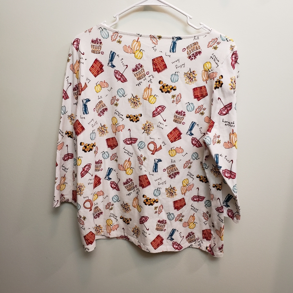 Talbots Colorful Fall Graphic Print Top Size Xl Petite - Picture 2 of 3